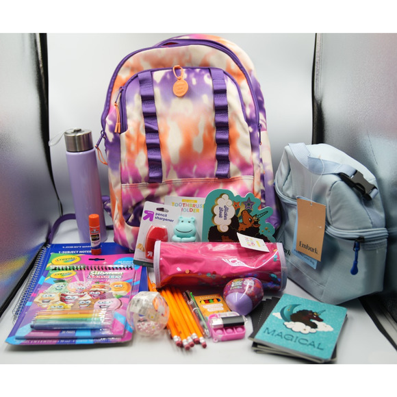 EcoTech Tie-Dye Backpack + Ember Lunchbox Back-to-School Supply Kit Gift - Picture 1 of 16